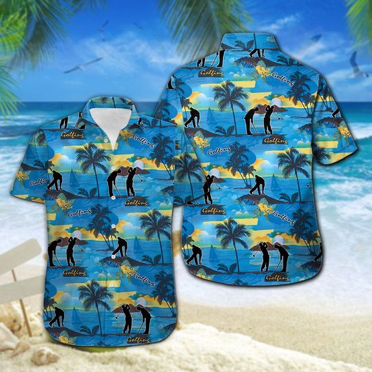 Golfing Hawaiian Shirt Summer Button Up Golfing Hawaiian Shirt Summer Button Up