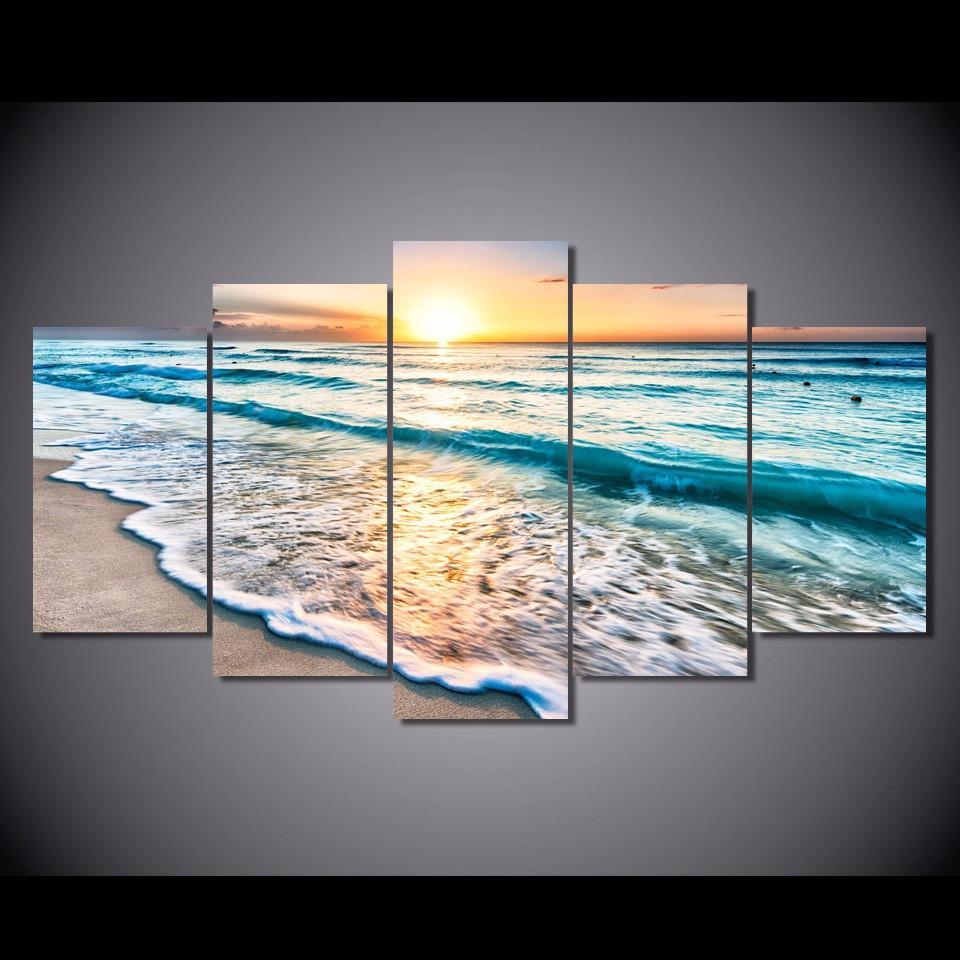 Good Morning Ocean View - Nature 5 Panel Canvas Art Wall Decor Good Morning Ocean View - Nature 5 Panel Canvas Art Wall Decor