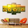 Good Morning Sunflowers - Nature 5 Panel Canvas Art Wall Decor