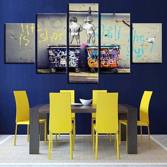 Graffiti Kids Kids Urinate Graffiti - Abstract 5 Panel Canvas Art Wall Decor Graffiti Kids Kids Urinate Graffiti - Abstract 5 Panel Canvas Art Wall Decor