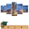 Grand Lisboa Macau Skyscrapers - Nature 5 Panel Canvas Art Wall Decor