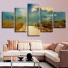 Grass Beach Sunshine 2 - Nature 5 Panel Canvas Art Wall Decor