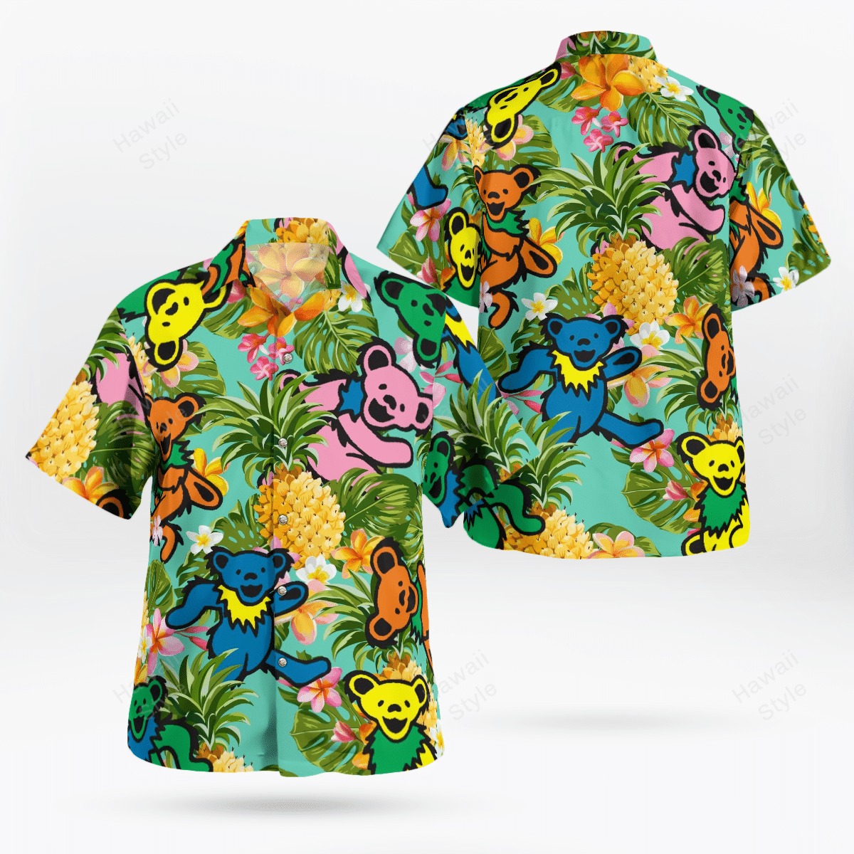 Grateful Dead Bear Pineapple Tropical Hawaiian Shirt Grateful Dead Bear Pineapple Tropical Hawaiian Shirt