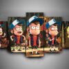 Gravity Falls 3 - Cartoon 5 Panel Canvas Art Wall Decor