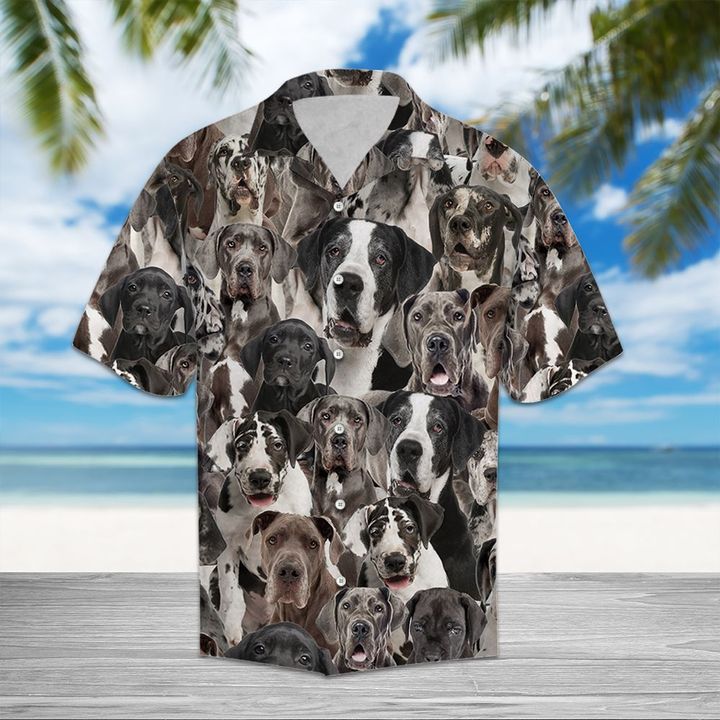 Great Dane Hawaiian Shirt Summer Button Up Great Dane Hawaiian Shirt Summer Button Up