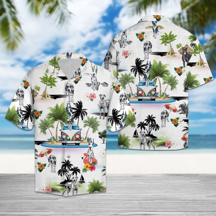Great Dane Vacation Hawaiian Shirt Summer Button Up Great Dane Vacation Hawaiian Shirt Summer Button Up