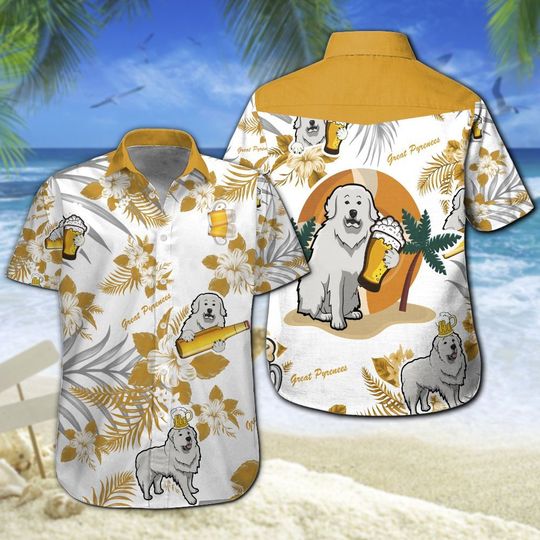 Great Pyrenees Bee Hawaiian Shirt Summer Button Up Great Pyrenees Bee Hawaiian Shirt Summer Button Up