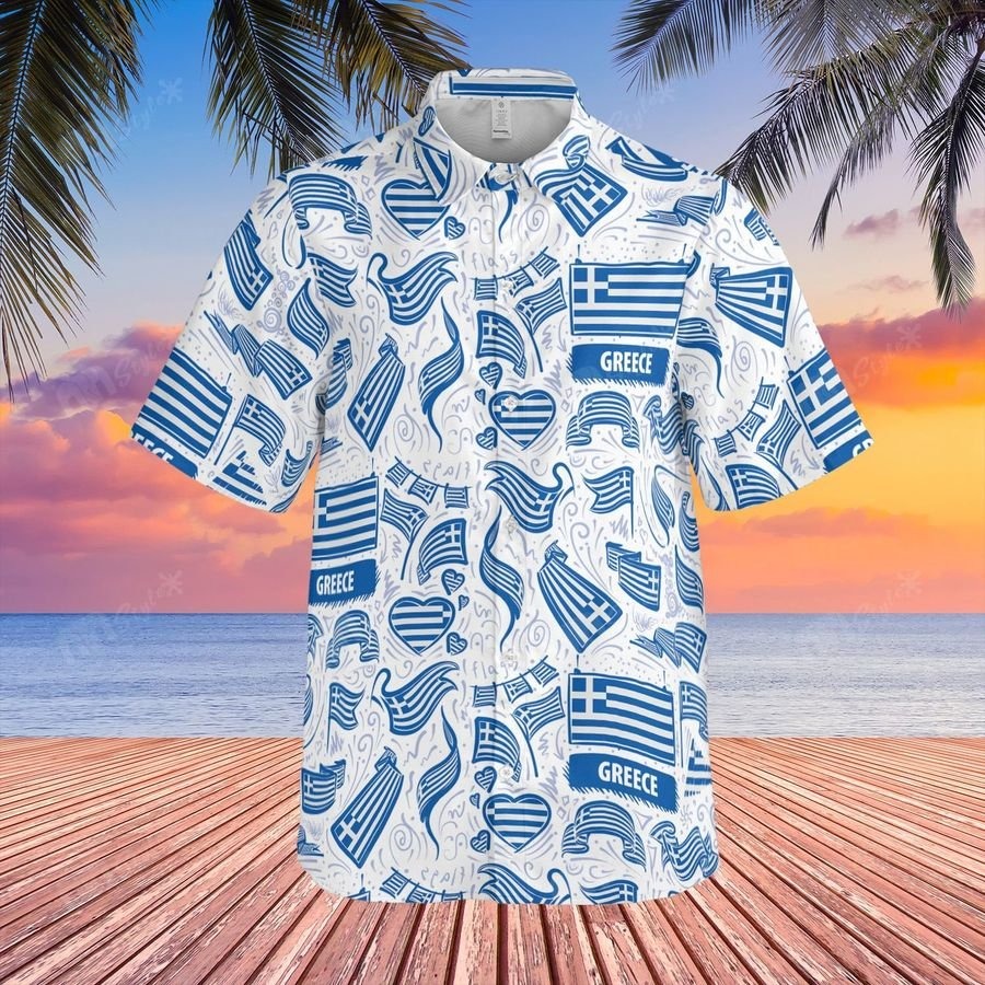 Greece Flag Pattern Hawaii Shirt Greece Flag Pattern Hawaii Shirt