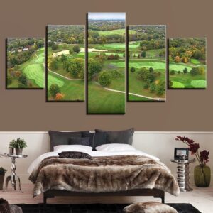 Green Aerial View - Sport 5 Panel Canvas Art Wall Decor