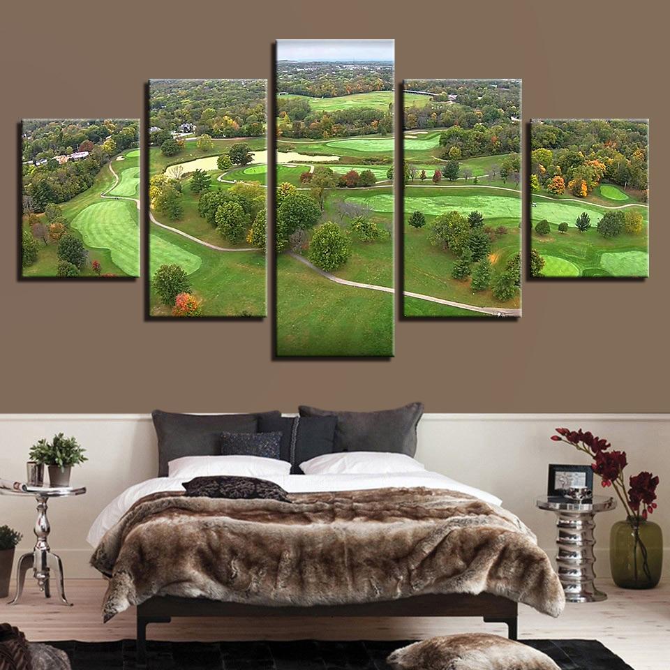 Green Aerial View - Sport 5 Panel Canvas Art Wall Decor Green Aerial View - Sport 5 Panel Canvas Art Wall Decor
