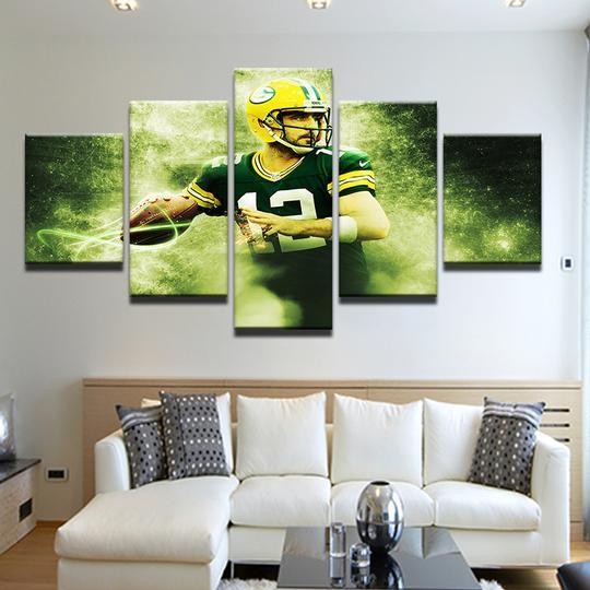 Green Bay Packers Aaron Rodgers 2 - Sport 5 Panel Canvas Art Wall Decor Green Bay Packers Aaron Rodgers 2 - Sport 5 Panel Canvas Art Wall Decor