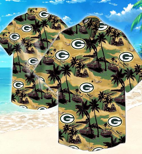 Green Bay Packers Coconut Tree Hawaiian Shirt Summer Button Up Green Bay Packers Coconut Tree Hawaiian Shirt Summer Button Up
