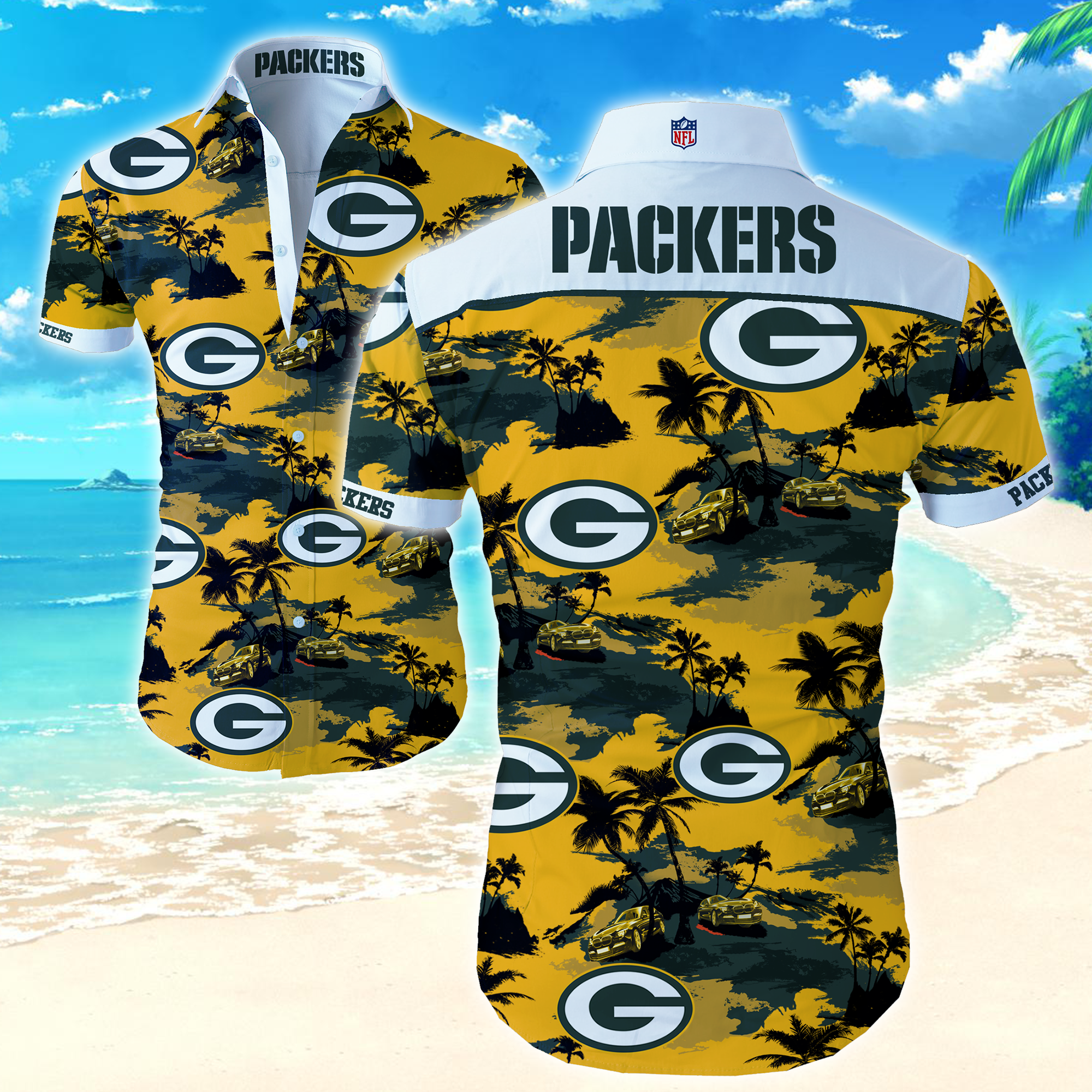 Green Bay Packers Funny Hawaiian Shirt Summer Button Up Green Bay Packers Funny Hawaiian Shirt Summer Button Up