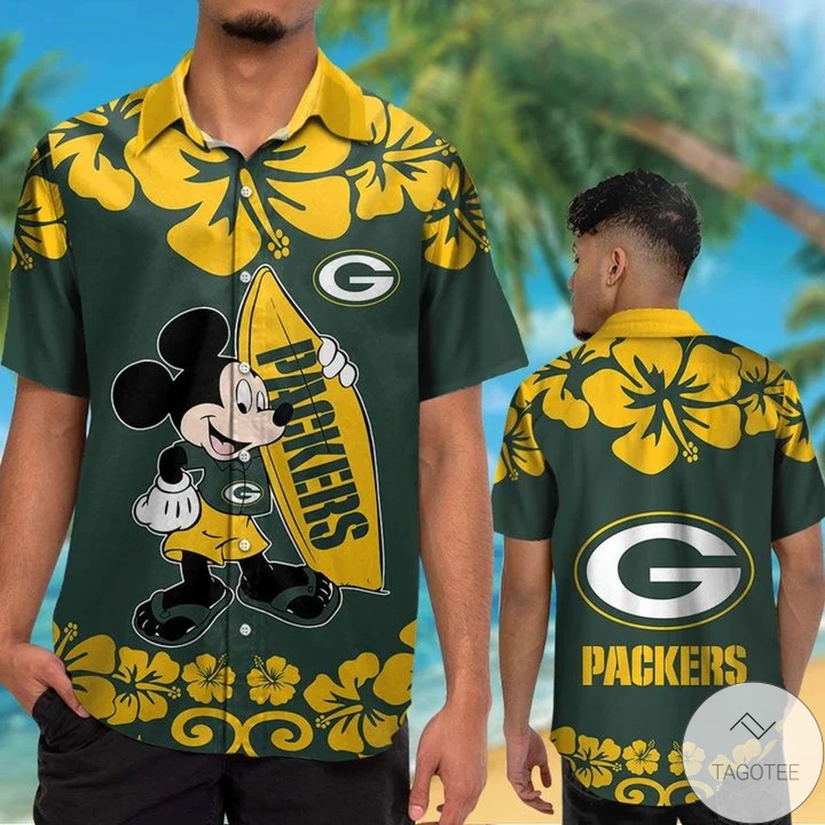Green Bay Packers & Mickey Mouse Hawaiian Shirt Green Bay Packers & Mickey Mouse Hawaiian Shirt
