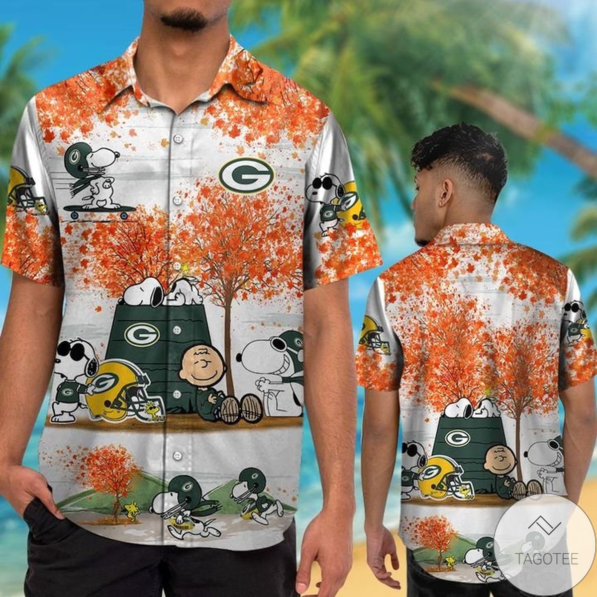 Green Bay Packers Snoopy Autumn Hawaiian Shirt Green Bay Packers Snoopy Autumn Hawaiian Shirt