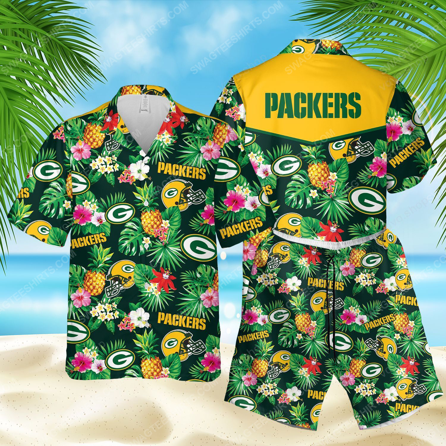 Green Bay Packers Summer Vacation Hawaiian Shirt- Maria Green Bay Packers Summer Vacation Hawaiian Shirt- Maria
