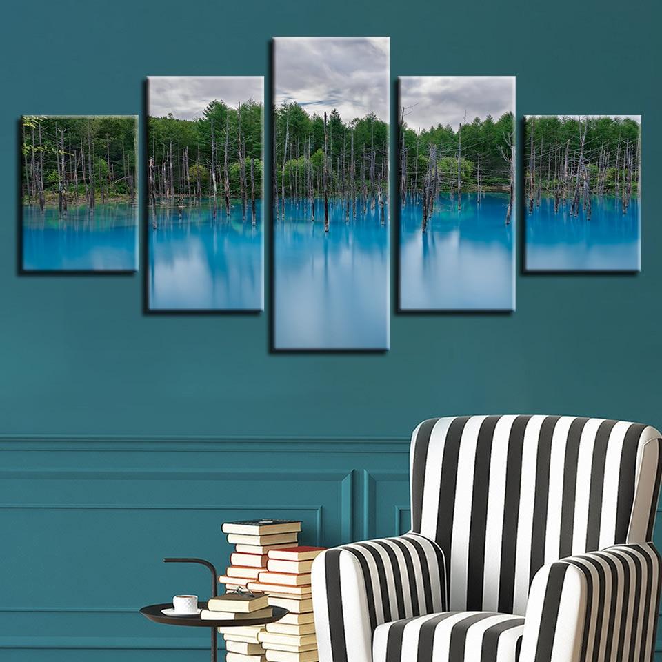 Green Forest And Deadwood - Nature 5 Panel Canvas Art Wall Decor Green Forest And Deadwood - Nature 5 Panel Canvas Art Wall Decor