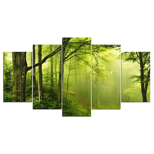 Green Forest Swamp Trees - Nature 5 Panel Canvas Art Wall Decor Green Forest Swamp Trees - Nature 5 Panel Canvas Art Wall Decor