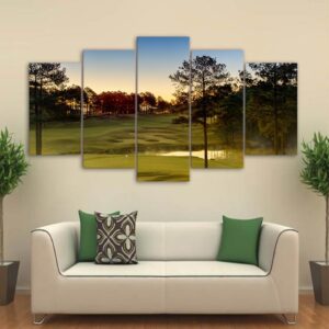 Green Golf Course 1 - Nature 5 Panel Canvas Art Wall Decor