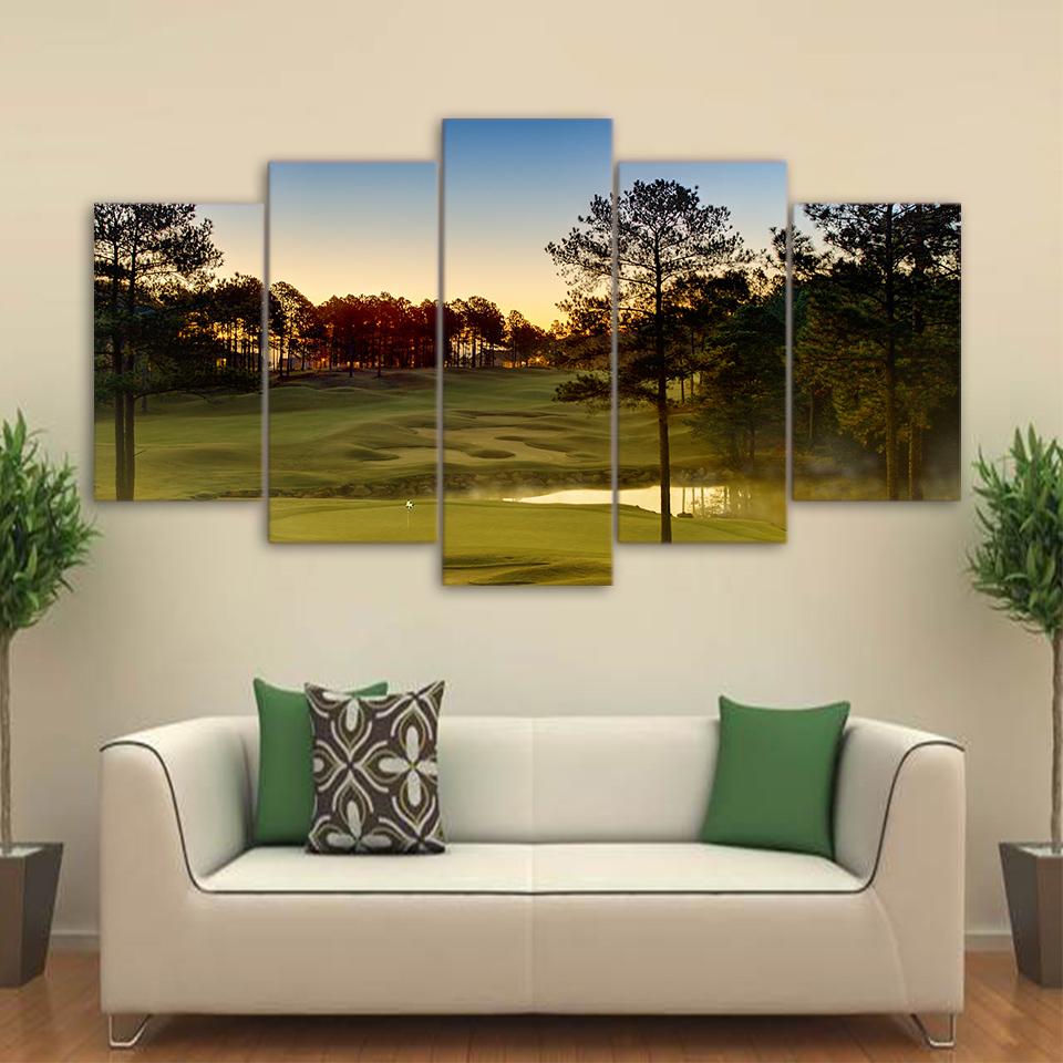 Green Golf Course 1 - Nature 5 Panel Canvas Art Wall Decor Green Golf Course 1 - Nature 5 Panel Canvas Art Wall Decor