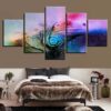 Green Iguana - Abstract 5 Panel Canvas Art Wall Decor