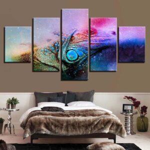 Green Iguana - Abstract 5 Panel Canvas Art Wall Decor