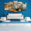 Green Iguana - Animal 5 Panel Canvas Art Wall Decor