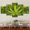 Green Leaves - Nature 5 Panel Canvas Art Wall Decor