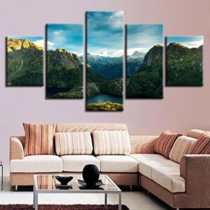Green Mountain Lakes Beautiful 1 - Nature 5 Panel Canvas Art Wall Decor