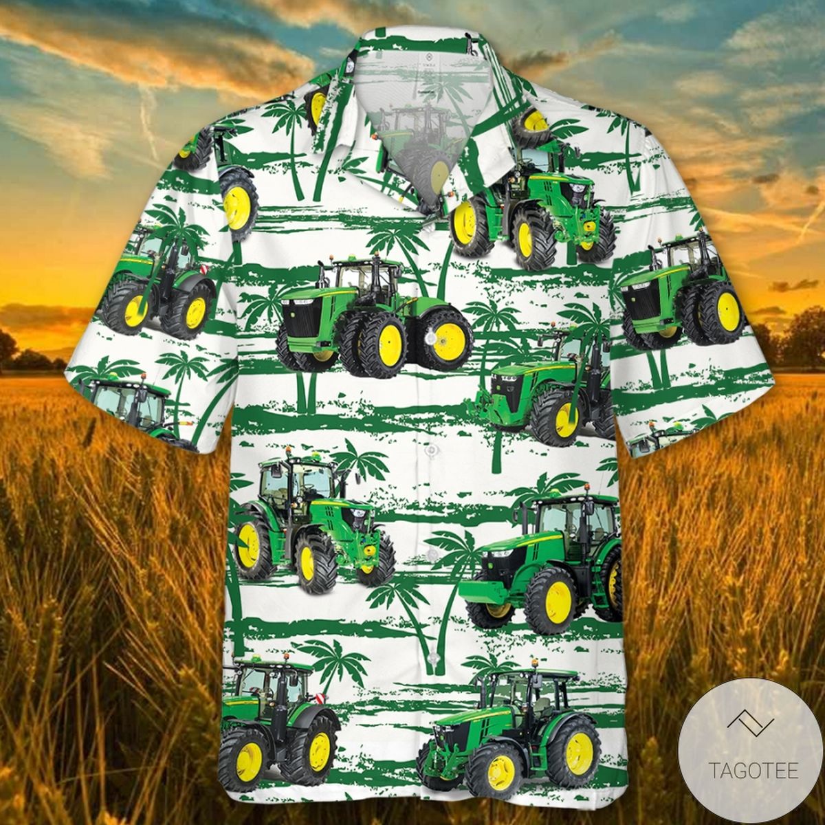 Green Tractor Palm Tree Hawaiian Shirt Green Tractor Palm Tree Hawaiian Shirt
