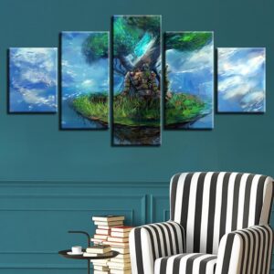 Green Tree 1 - Nature 5 Panel Canvas Art Wall Decor