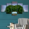 Green Tree Path - Nature 5 Panel Canvas Art Wall Decor