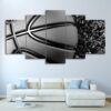 Grey Basketball Disintegration - Sport 5 Panel Canvas Art Wall Decor