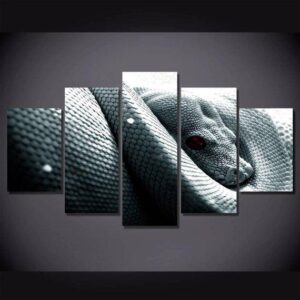Grey Snake - Animal 5 Panel Canvas Art Wall Decor