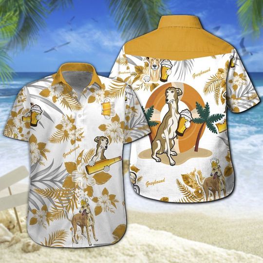 Greyhound Bee Hawaiian Shirt Summer Button Up Greyhound Bee Hawaiian Shirt Summer Button Up