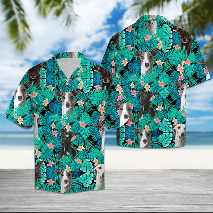 Greyhound Tropical Hawaiian Shirt Summer Button Up Greyhound Tropical Hawaiian Shirt Summer Button Up
