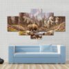 Grizzly Bear In The Rocky Mountains - Animal 5 Panel Canvas Art Wall Decor