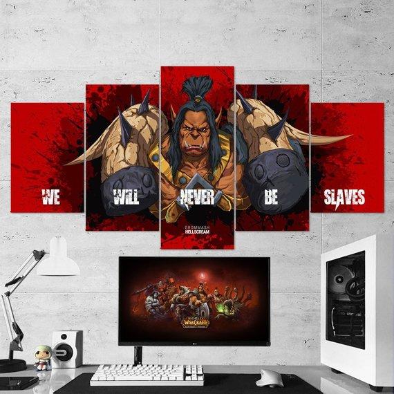 Grommash Hellscream - Gaming 5 Panel Canvas Art Wall Decor Grommash Hellscream - Gaming 5 Panel Canvas Art Wall Decor