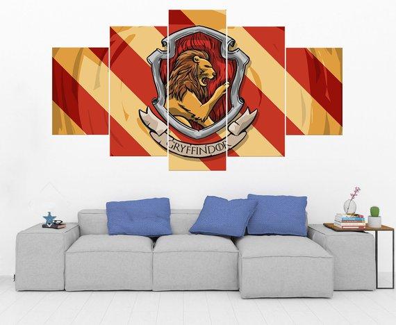 Gryffindor Crest Harry Potter - Movie 5 Panel Canvas Art Wall Decor Gryffindor Crest Harry Potter - Movie 5 Panel Canvas Art Wall Decor