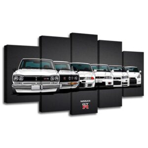 Gtr Sports Car Evolution Christmas - Automative 5 Panel Canvas Art Wall Decor