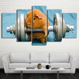 Guinea Pig At The Gym - Sport 5 Panel Canvas Art Wall Decor