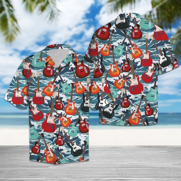 Guitar For Summer Hawaiian Shirt Summer Button Up Guitar For Summer Hawaiian Shirt Summer Button Up
