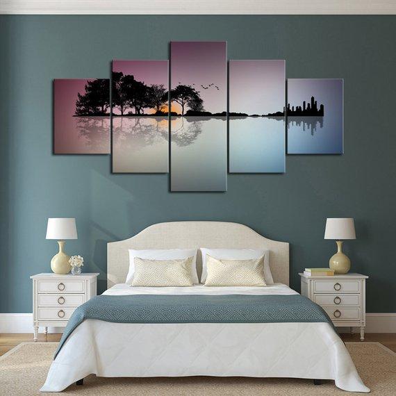 Guitar Island - Nature 5 Panel Canvas Art Wall Decor Guitar Island - Nature 5 Panel Canvas Art Wall Decor