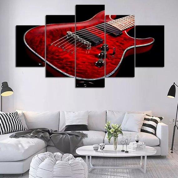 Guitar Les Gibson - Music 5 Panel Canvas Art Wall Decor Guitar Les Gibson - Music 5 Panel Canvas Art Wall Decor