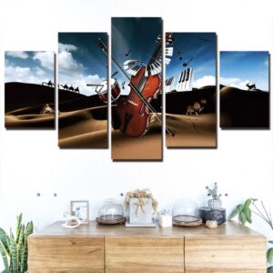 Guitar Music 1 - Music 5 Panel Canvas Art Wall Decor