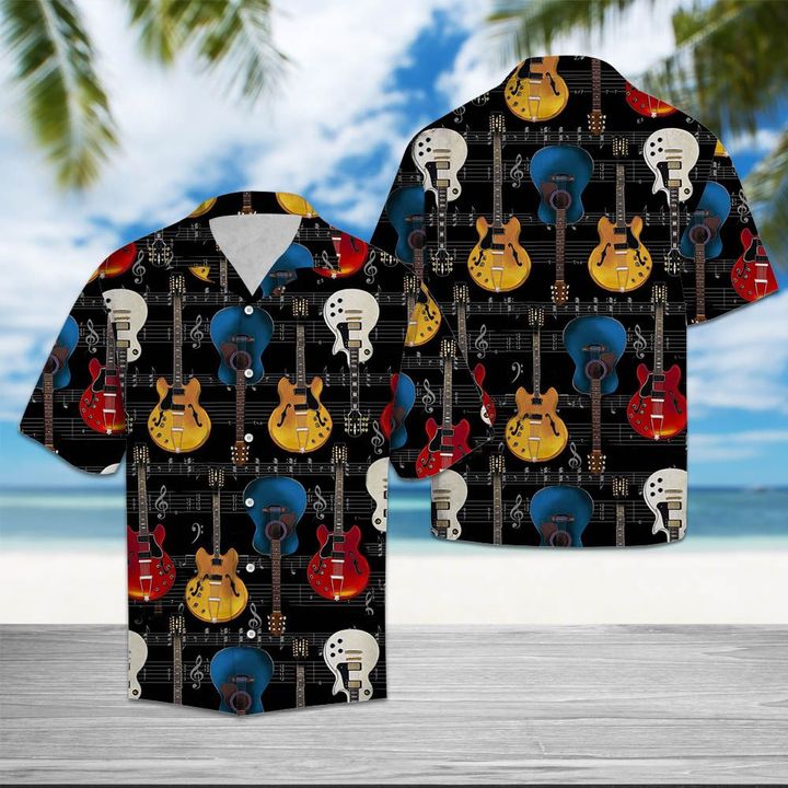 Guitar Music Hawaiian Shirt Summer Button Up Guitar Music Hawaiian Shirt Summer Button Up