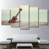 Guitar Vintage Beach - Music 5 Panel Canvas Art Wall Decor