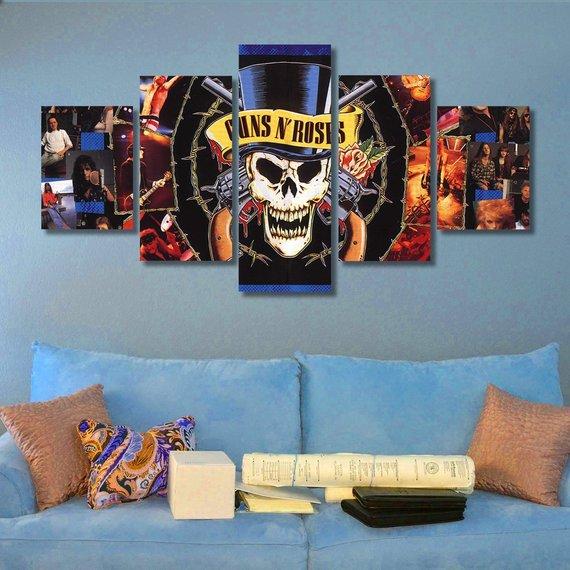 Guns And Roses - Music 5 Panel Canvas Art Wall Decor Guns And Roses - Music 5 Panel Canvas Art Wall Decor