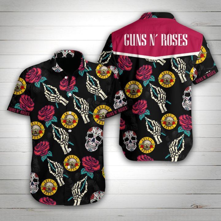 Gunsnroses Skull Hawaiian Shirt Summer Button Up Gunsnroses Skull Hawaiian Shirt Summer Button Up