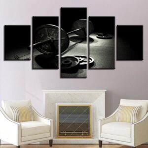 Gym Barbells - Sport 5 Panel Canvas Art Wall Decor